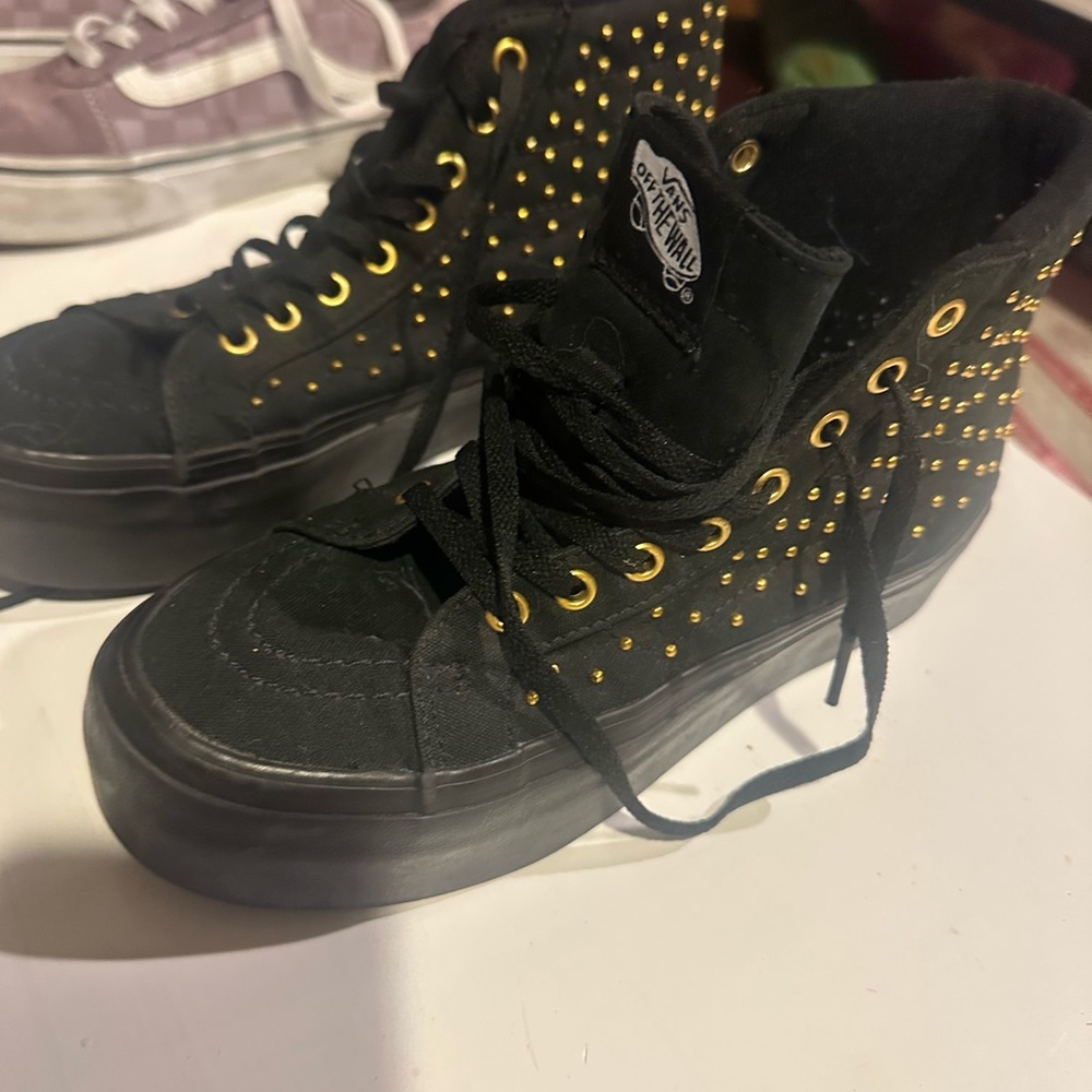 Vans Black Sneakers with Gold Studs